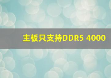 主板只支持DDR5 4000